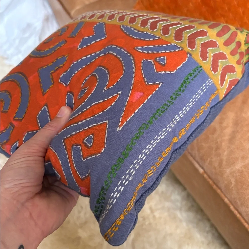 Crate&Barrel Kantha Stitch Small Throw Pillow